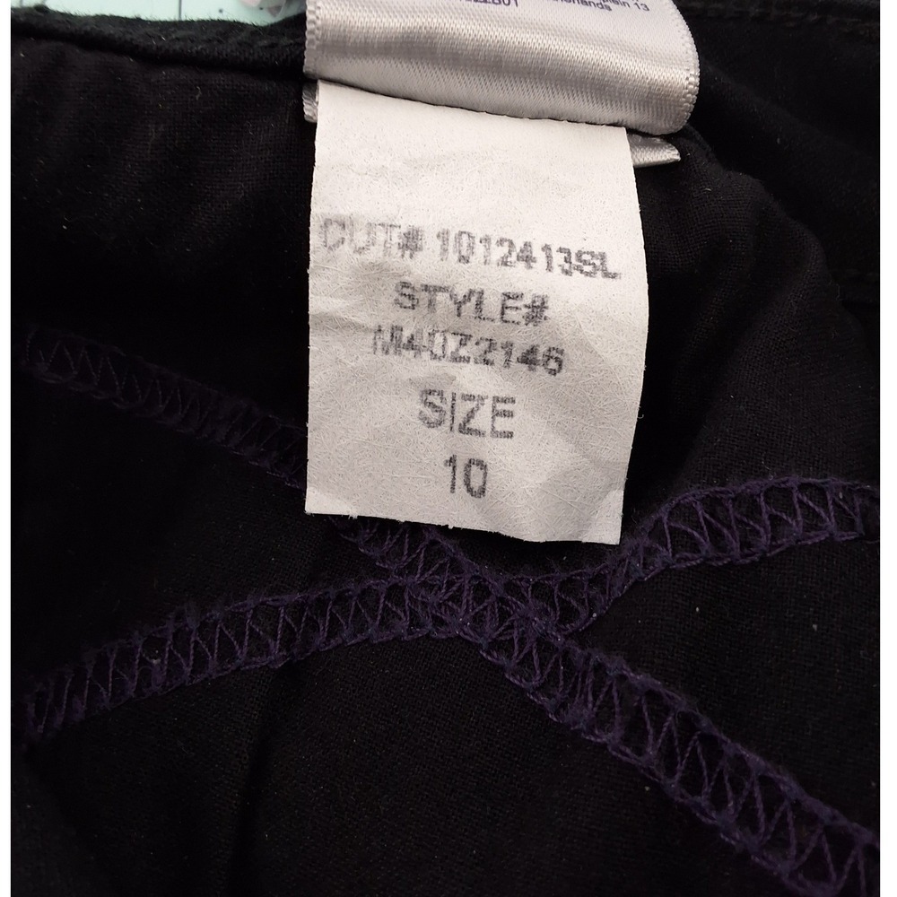 NYDJ Marilyn Straight Jeans Black Embroidered Pockets Lift Tuck Tech Size 10 - Picture 6 of 6